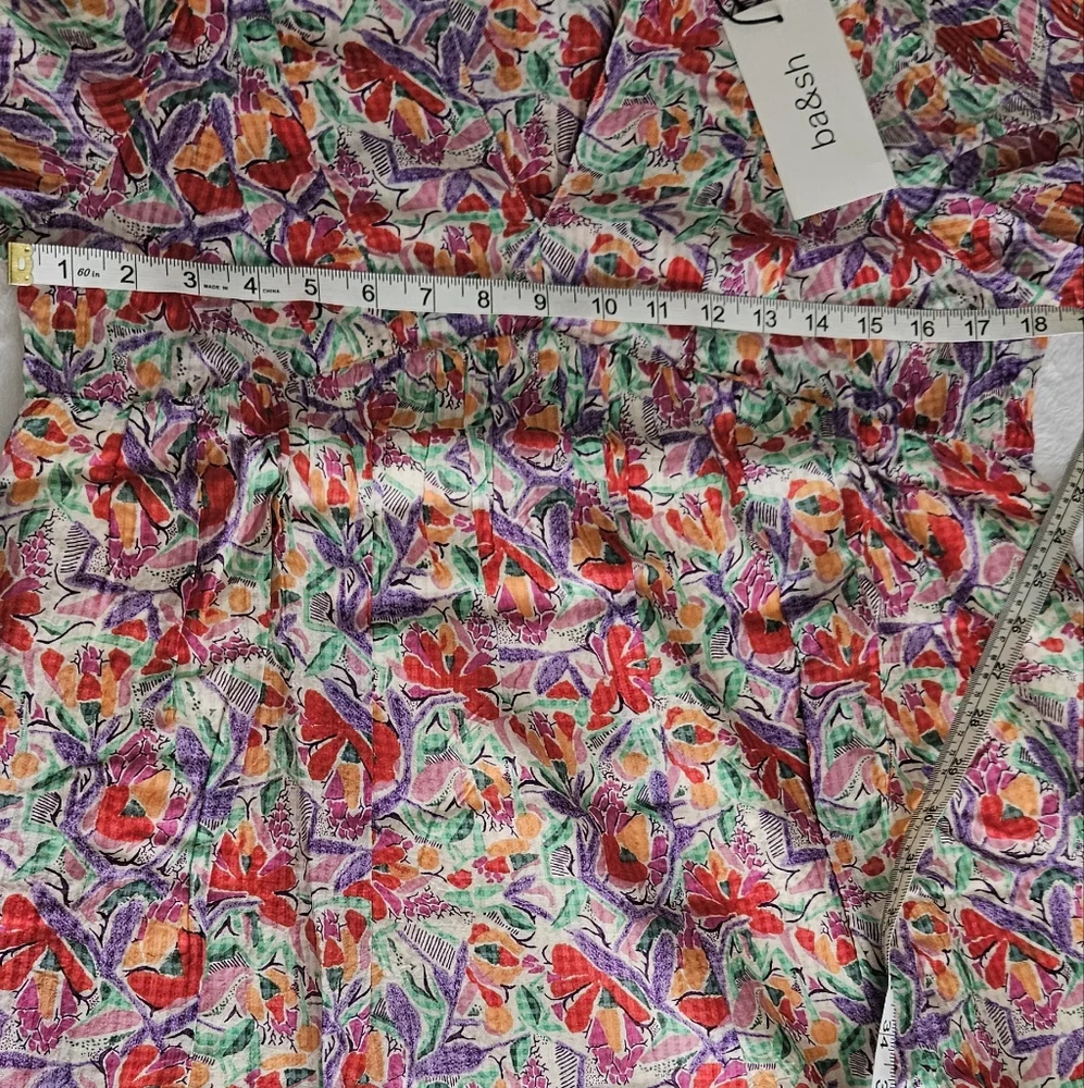 ba&sh Aleo Floral Mini Dress Multicolor Artsy NWT XS Oversized Fit - Picture 8 of 10